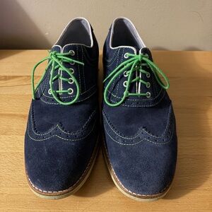 Johnston & Murphy Ellington Blue Suede Lace Up Dress Shoes Sz 10 M